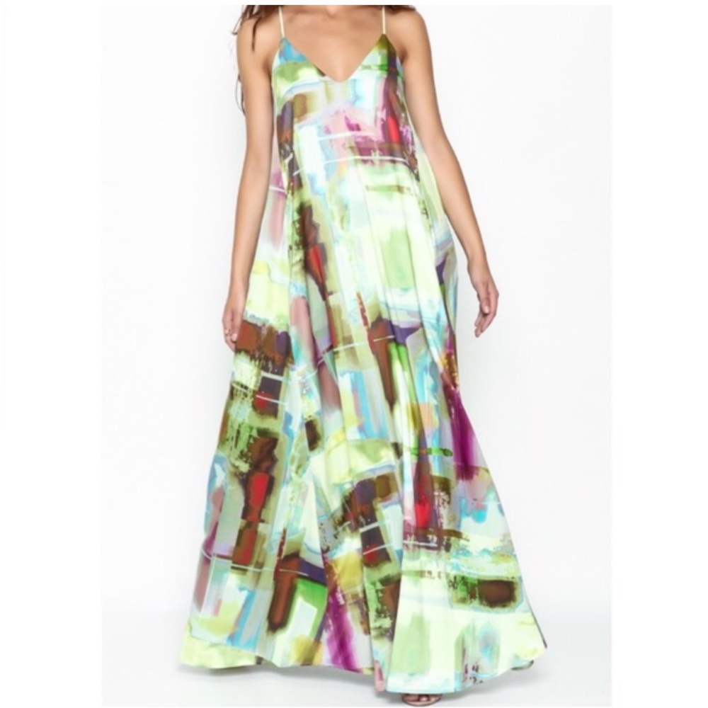 NWT Nicole Miller New York Watercolor Maxi Dress!